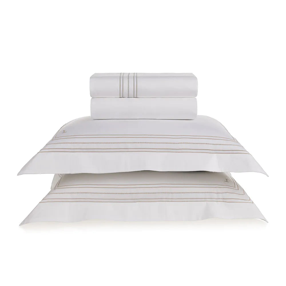 Jg Cama Trussardi 300 Fios Rienzo Branco/Nocciola
