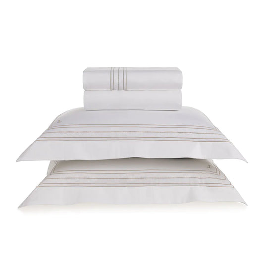 Jg Cama Trussardi 300 Fios Rienzo Branco/Nocciola