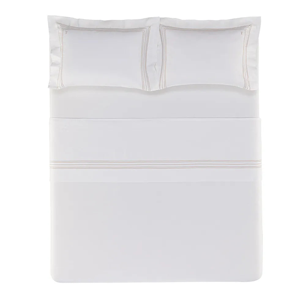 Jg Cama Trussardi 300 Fios Rienzo Branco/Nocciola