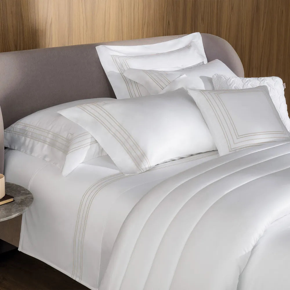 Jg Cama Trussardi 300 Fios Rienzo Branco/Nocciola